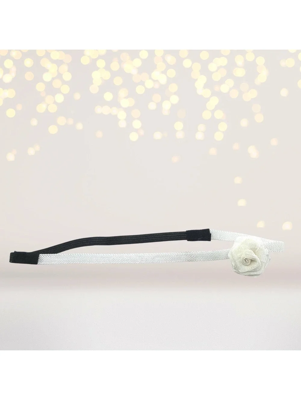 Silver Glistening Rose Headband